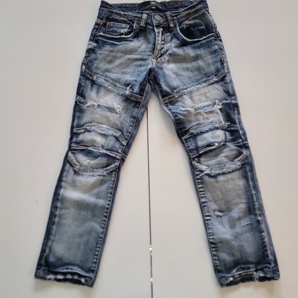 Jordan Craig‎ Legacy Edition Boys Moto Jeans Blue Distressed Size 10 JM31518